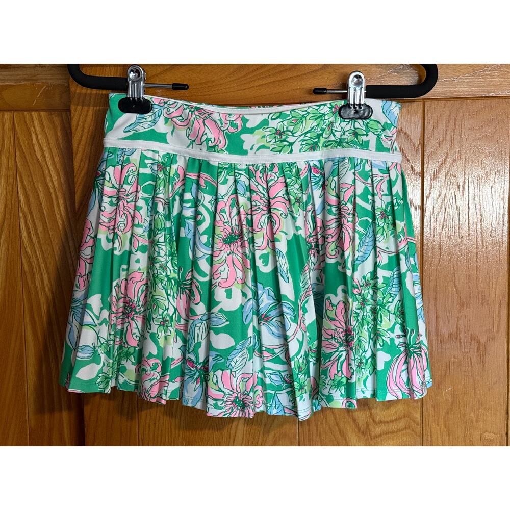 Lilly Pulitzer Luxletic Bacio Skort Spearmint Blossom Views XS - Picture 3 of 11